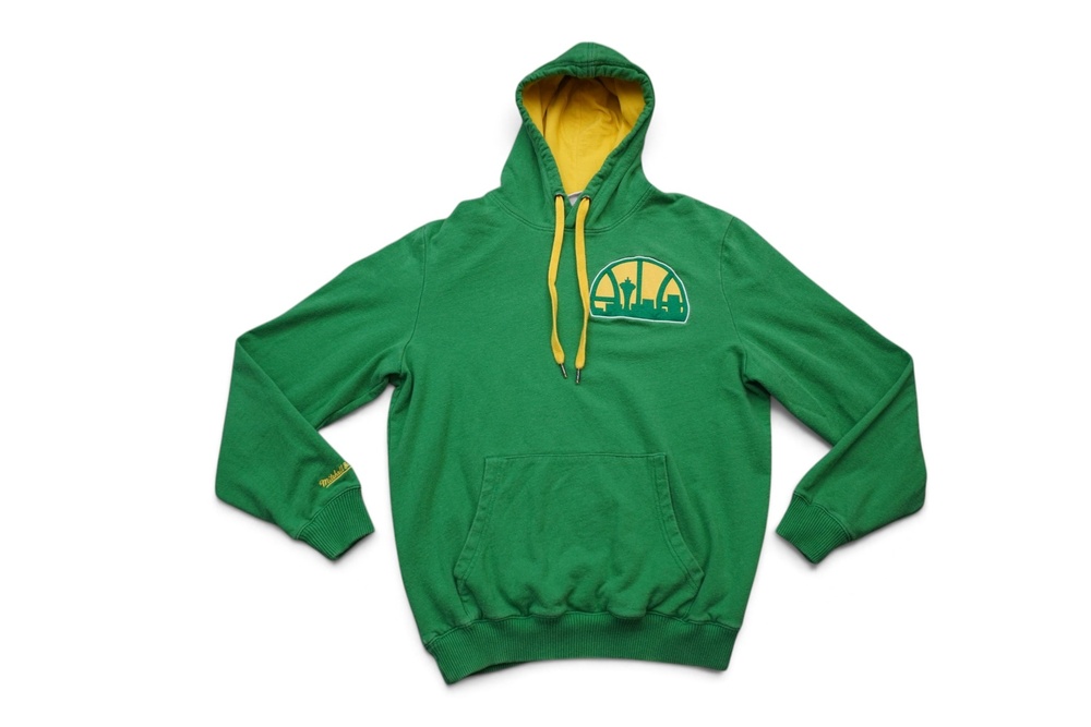 Seattle SuperSonics Hoodie Sweatshirt Mens Large Green NBA Mitchell & Ness
